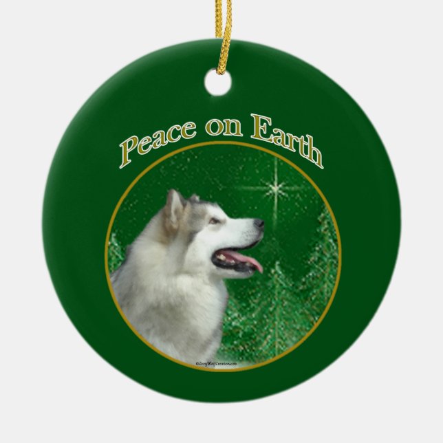 Alaskan Malamute Peace Ceramic Ornament (Front)