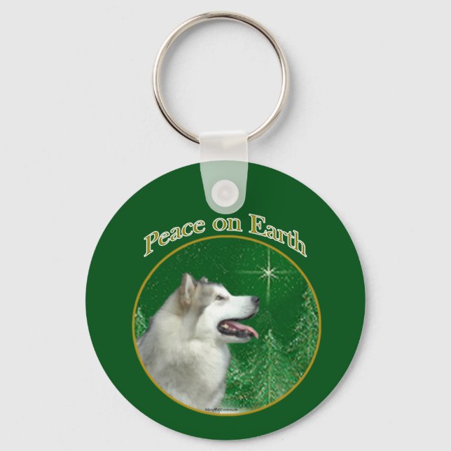 Alaskan Malamute Peace Keychain (Front)