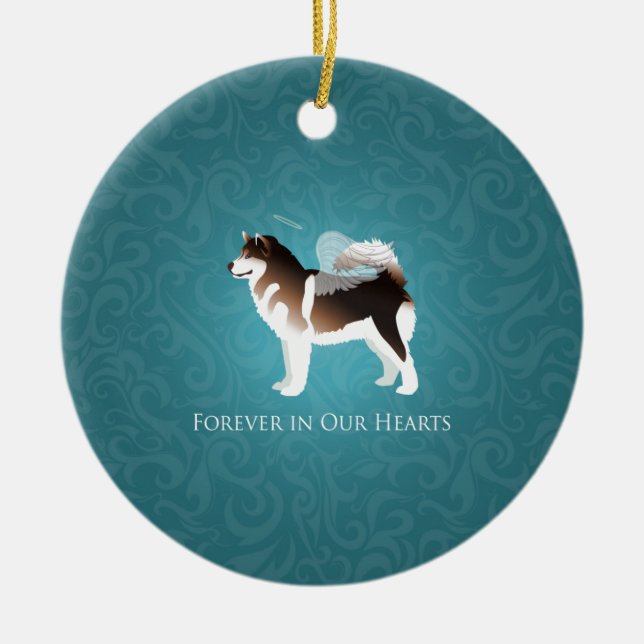 Alaskan Malamute Pet Loss Design Ceramic Ornament (Front)