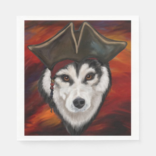 Alaskan Malamute Pirate Napkins (Front)