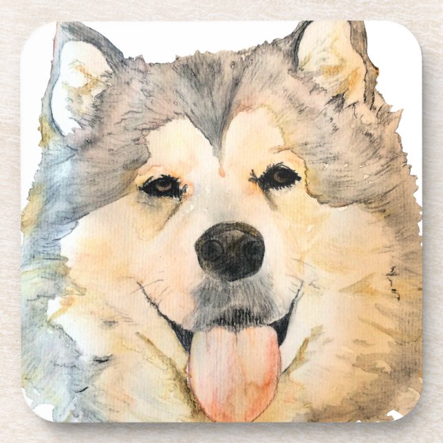 Alaskan Malamute Portrait Coaster (Front)