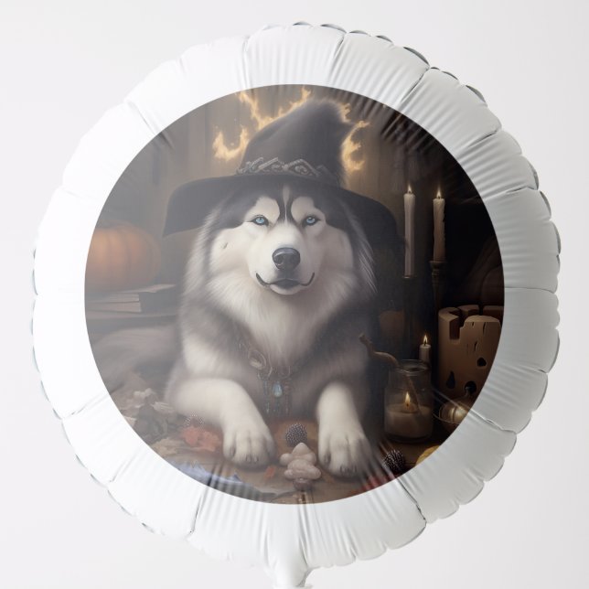 Alaskan Malamute Pumpkins Halloween Scary Balloon (Front)