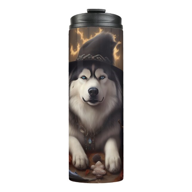 Alaskan Malamute Pumpkins Halloween Scary Thermal Tumbler (Front)