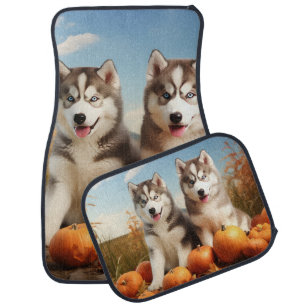 Alaskan Malamute Puppy Autumn Delight Pumpkin Car Floor Mat