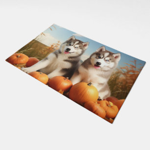 Alaskan Malamute Puppy Autumn Delight Pumpkin Doormat