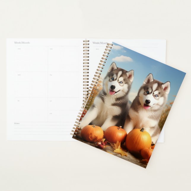 Alaskan Malamute Puppy Autumn Delight Pumpkin Planner (Display)