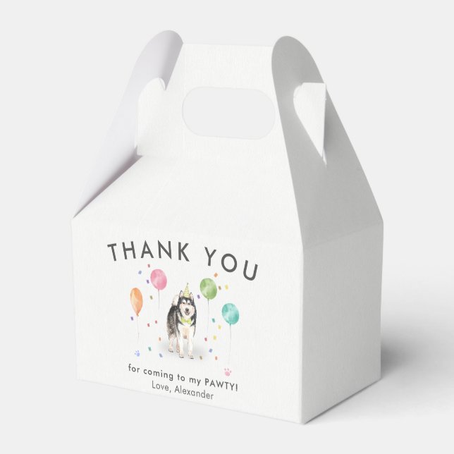 Alaskan Malamute Puppy Dog Birthday Thank You  Favor Boxes (Front Side)