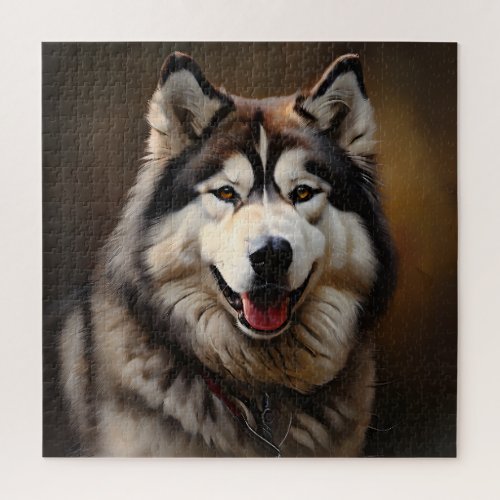 Alaskan Malamute Realism Art Portrait  Jigsaw Puzzle