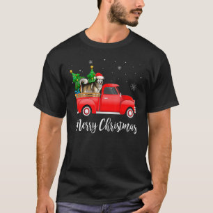 Alaskan Malamute Red Truck Christmas Tree Xmas Dog T-Shirt