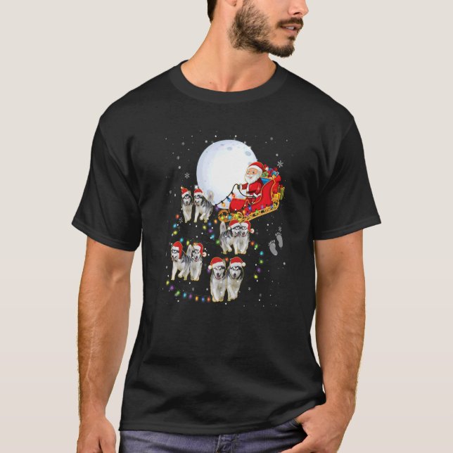 Alaskan Malamute Reindeer Christmas Santa Claus Do T-Shirt (Front)
