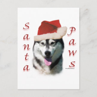 Alaskan Malamute Santa Paws Holiday Postcard