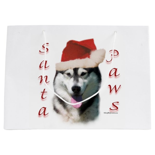 Alaskan Malamute Santa Paws Large Gift Bag (Front)