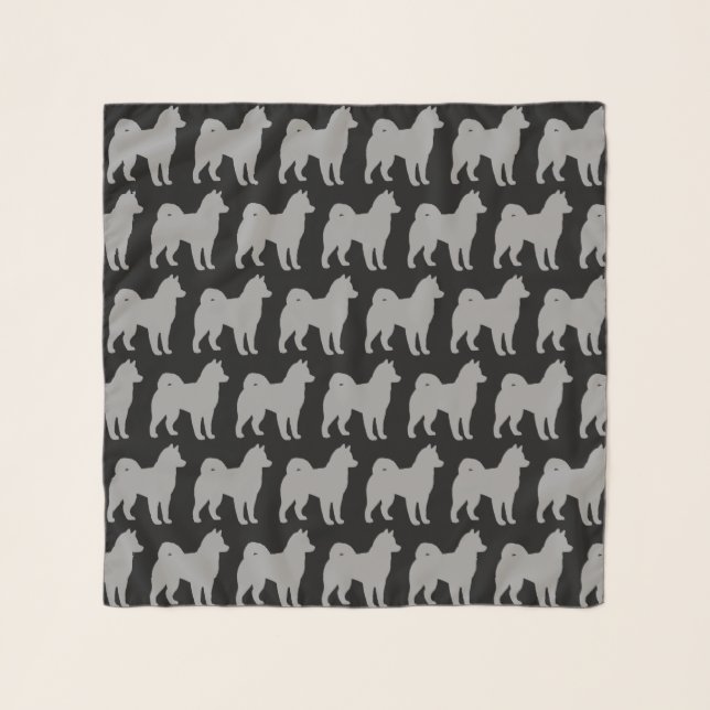 Alaskan Malamute Silhouettes Pattern Scarf (Front)