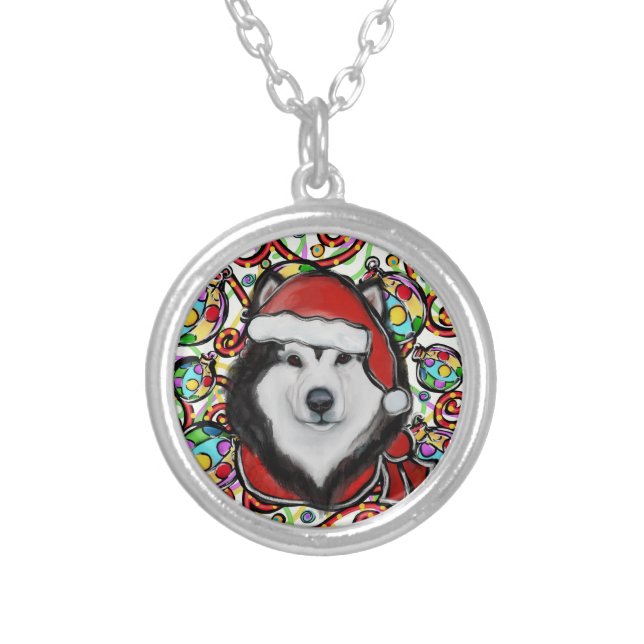 Alaskan Malamute                 Silver Plated Necklace (Front)