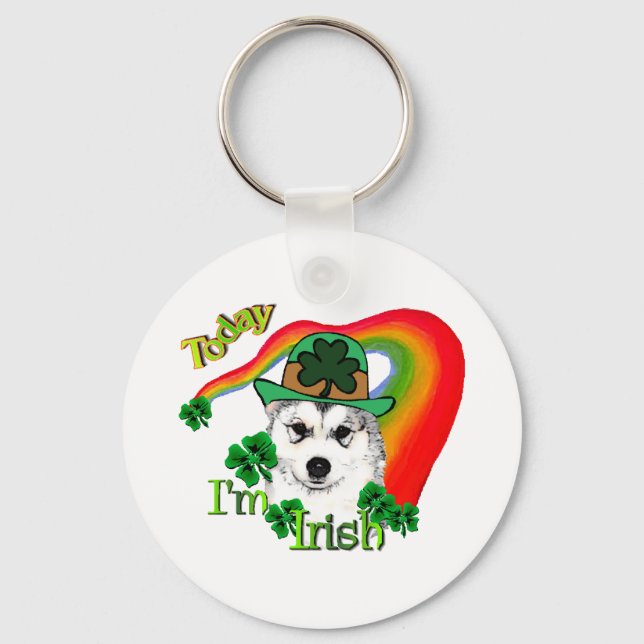 Alaskan Malamute St. Patrick's Day Keychain (Front)
