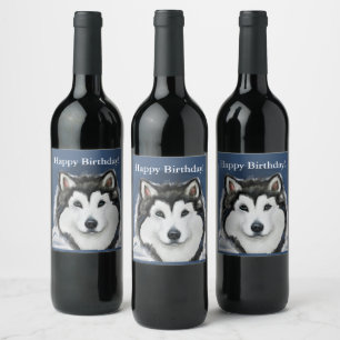 Alaskan Malamute Wine Label