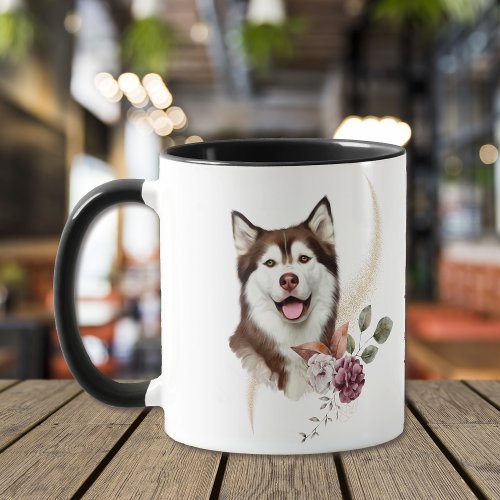 Alaskan Malamute Winter Bouquet Mug