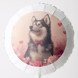 Alaskan Malamute with Roses - Valentine's Day Balloon