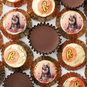 Alaskan Malamute with Roses - Valentine's Day  Reese's Peanut Butter Cups