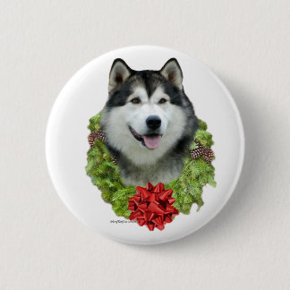 Alaskan Malamute Wreath - Button