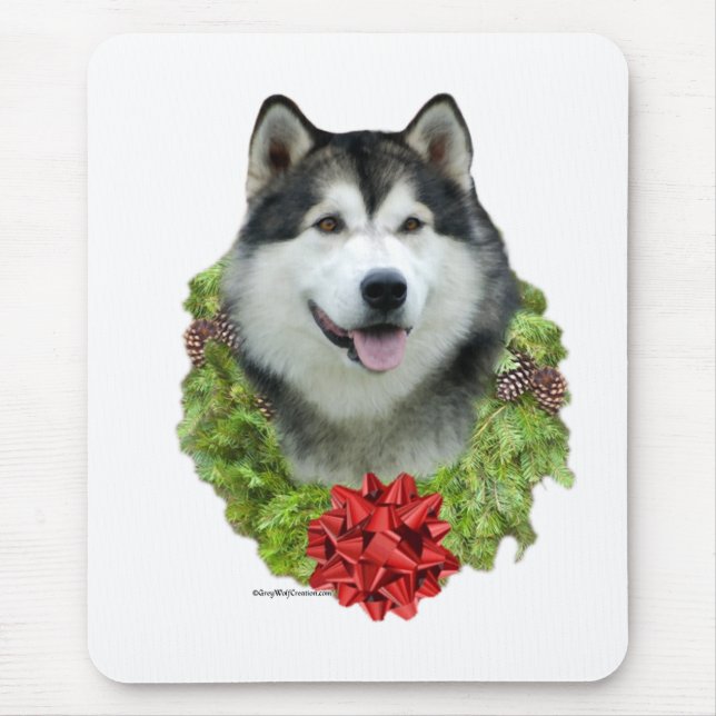 Alaskan Malamute Wreath Mouse Pad (Front)