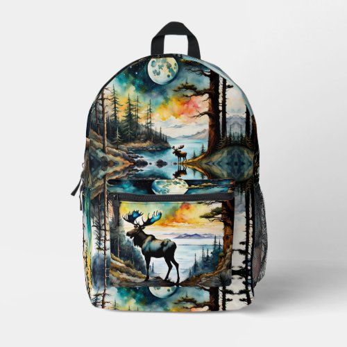 Alaskan Moose at the Bay Printed Backpack