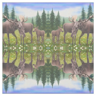 Alaskan Moose Family Fabric
