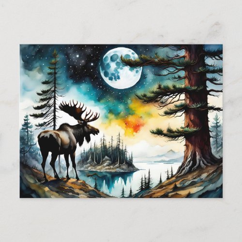 Alaskan Moose Standing on Mountain Ridge Postcard