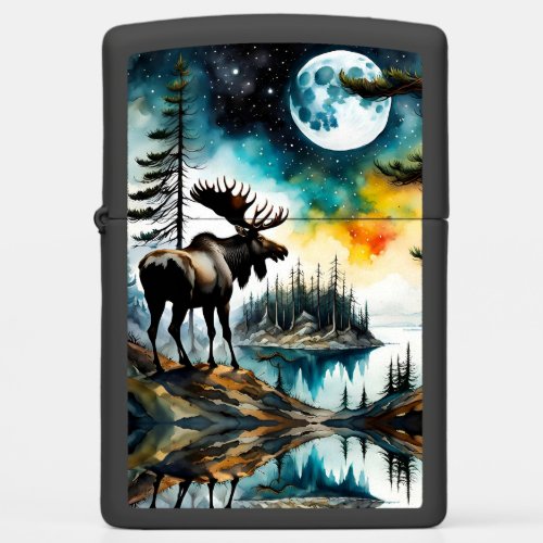 Alaskan Moose Standing on Mountain Ridge Zippo Lighter