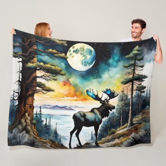 Alaskan Moose under the Moonlight