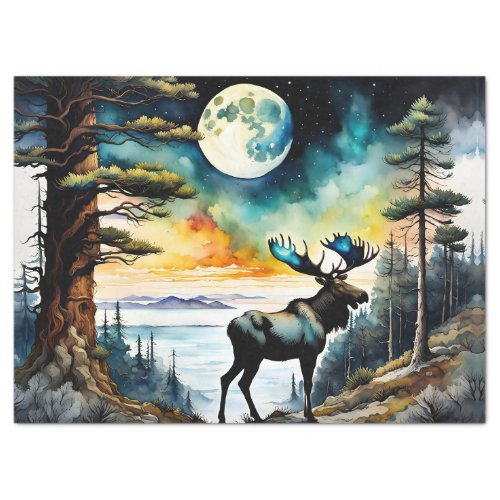Alaskan Moose under the Moonlight Tissue Paper