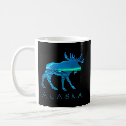 Alaskan Moose With Aurora Borealis Snow Scene Coffee Mug