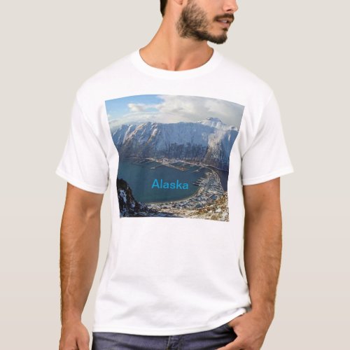 Alaskan Mountain Range and City Below T_Shirt