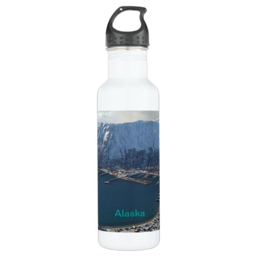 Alaskan Mountain Range and City Below Water Bottle