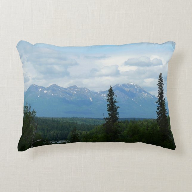 Alaskan Mountain Range Panoramic Photography Accent Pillow (Front)