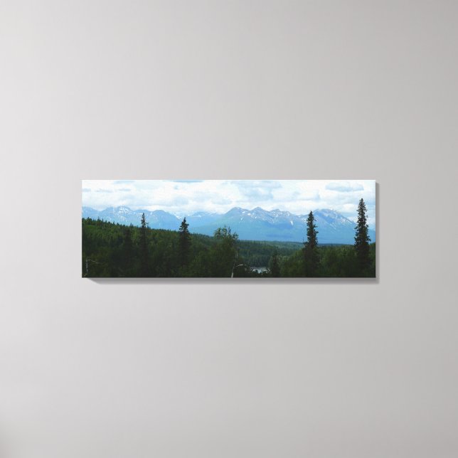 Alaskan Mountain Range Panoramic Photography Canvas Print (Front)