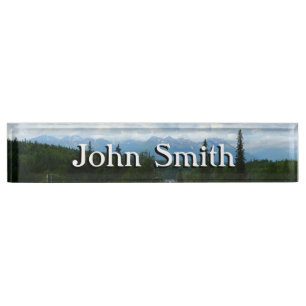 Alaskan Mountain Range Panoramic Photography Desk Name Plate