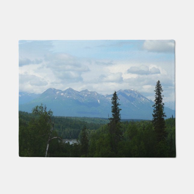 Alaskan Mountain Range Panoramic Photography Doormat (Front)