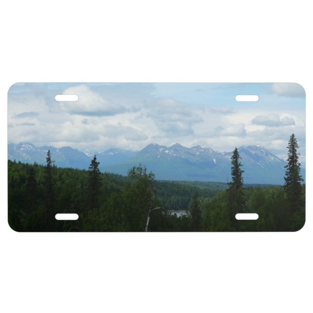 Alaskan Mountain Range Panoramic Photography License Plate (Front)