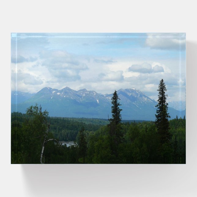 Alaskan Mountain Range Panoramic Photography Paperweight (Front)