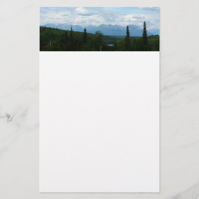Alaskan Mountain Range Panoramic Photography Stationery (Front)