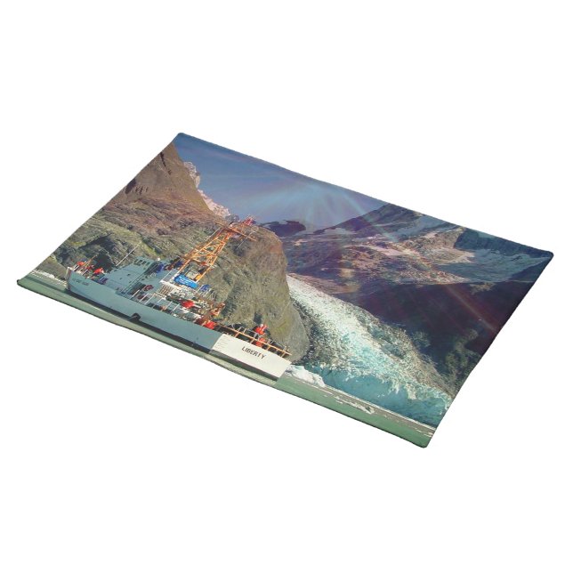 Alaskan Mountain View with Boat Cloth Placemat (On Table)