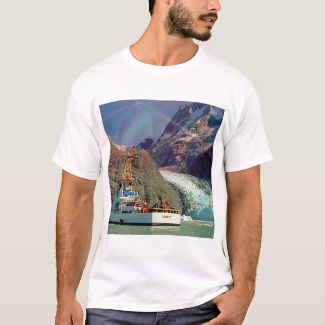 Alaskan Mountain View with Boat T-Shirt (Front)