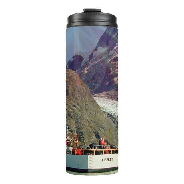 Alaskan Mountain View with Boat Thermal Tumbler (Front)