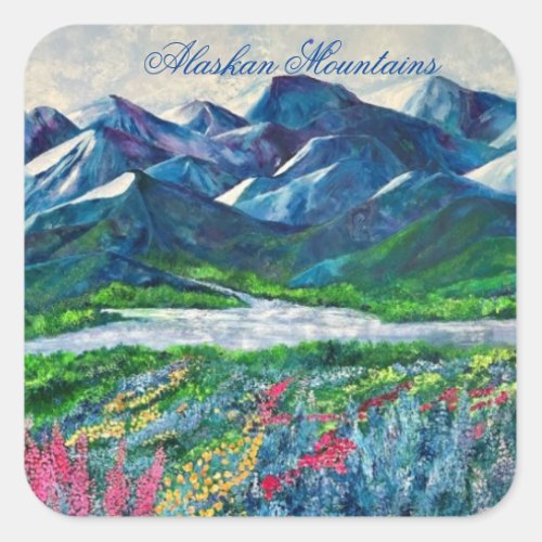Alaskan Mountains with fireweed sticker