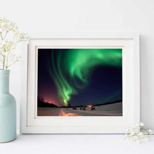Alaskan Northern Lights Night Photo Poster