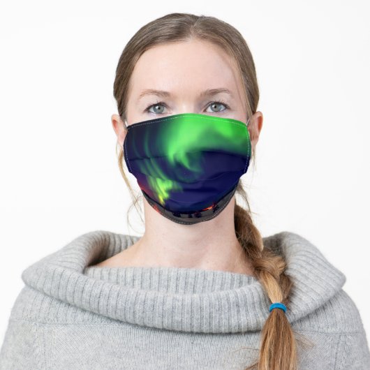 Alaskan Northern Lights Photo Adult Cloth Face Mask (Worn)