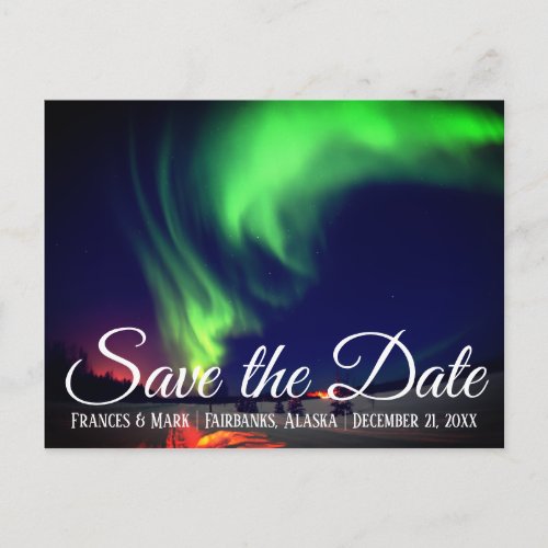 Alaskan Northern Lights Save the Date Announcement Postcard