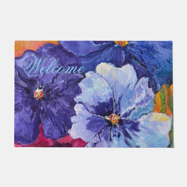 Alaskan Pansies Doormat (Front)