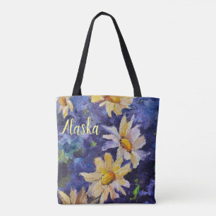 Alaskan Pansies Tote Bag with ALASKA